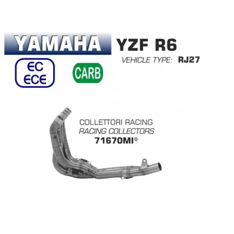 Collecteur d’Echappement racing ARROW YAMAHA YZF R6 2017-2021