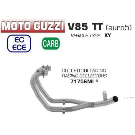 Collecteur racing d’Echappement ARROW MOTO GUZZI V85TT 2021-2023 EURO 5