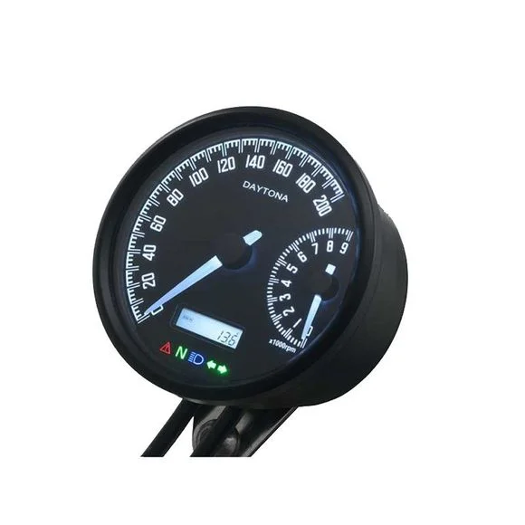 Compteur Digital Daytona velona- W noir VITESSE 200 KMH – COMPTE TOUR 9000 TOURS Universel – Noir Ref : 89364
