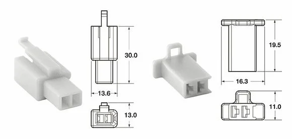 Connectique Bihr Jeu de 2 voies 110 ML type origine Ø0,5mm²/0,85mm² – 5 jeux complets Universel Ref : BI01982A / 1079711