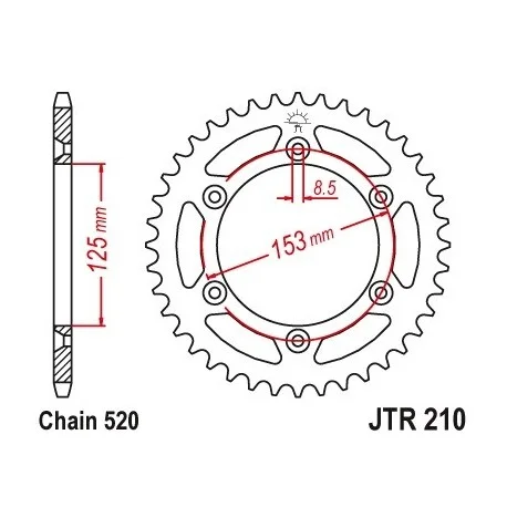 Couronne JT SPROCKETS 45 dents acier standard pas 520 type 210