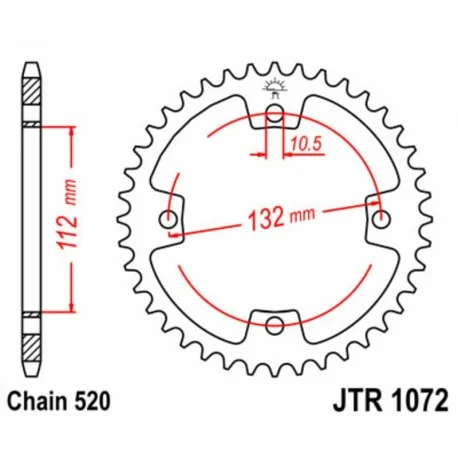 Couronne JT SPROCKETS acier standard 1072 – 520
