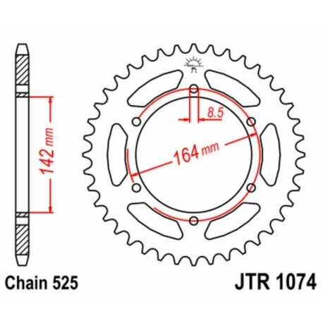 Couronne JT SPROCKETS acier standard 1074 – 525