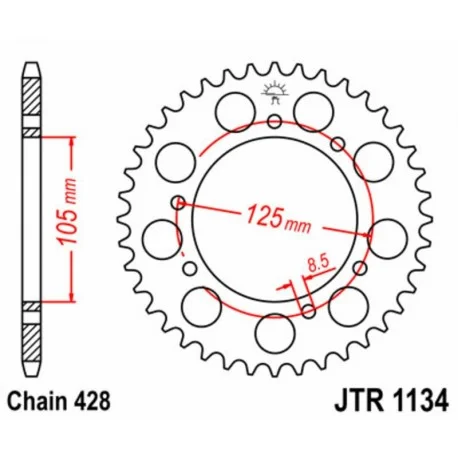Couronne JT SPROCKETS acier standard 1134 – 428