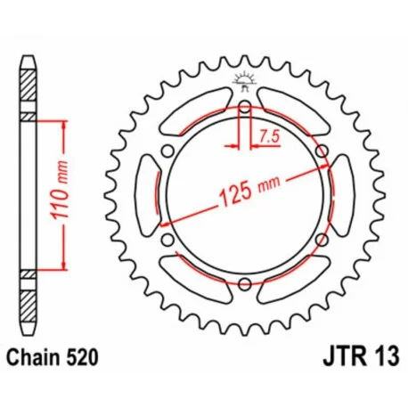Couronne JT SPROCKETS acier standard 13 – 520