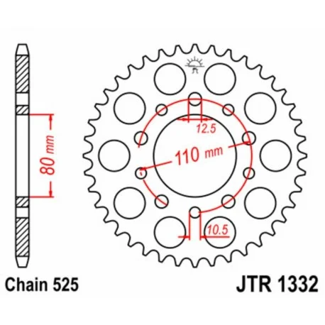 Couronne JT SPROCKETS acier standard 1332 – 525