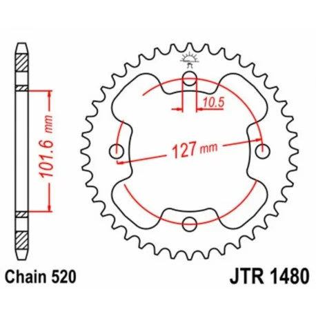 Couronne JT SPROCKETS acier standard 1480 – 520