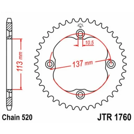 Couronne JT SPROCKETS acier standard 1760 – 520