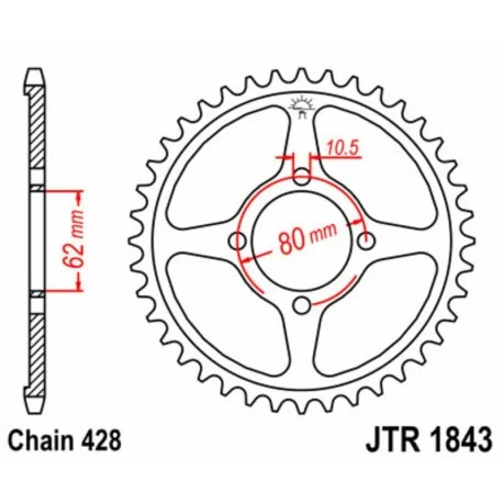 Couronne JT SPROCKETS acier standard 1843 – 428