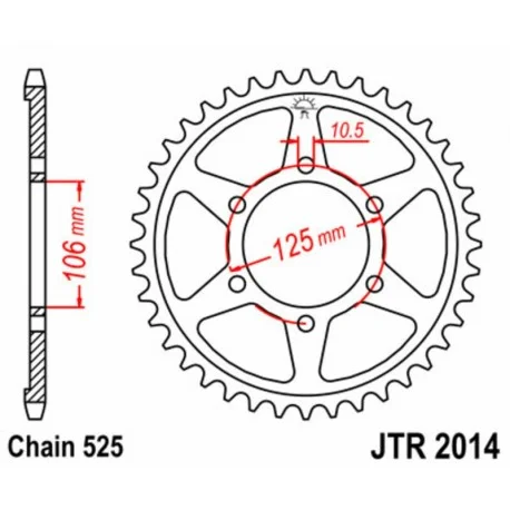Couronne JT SPROCKETS acier standard 2014 – 525