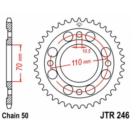 Couronne JT SPROCKETS acier standard 246 – 530