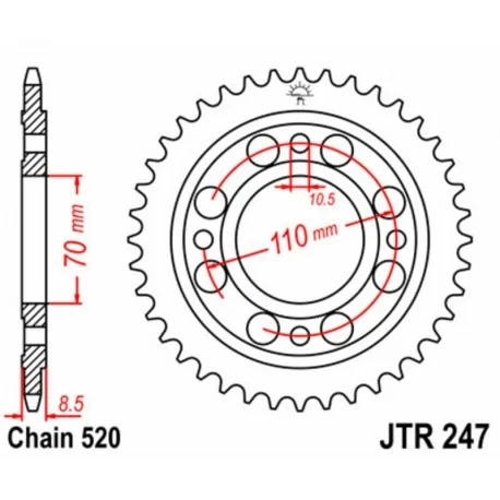 Couronne JT SPROCKETS acier standard 247 – 520