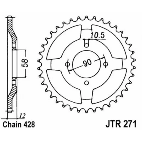 Couronne JT SPROCKETS acier standard 271 – 428