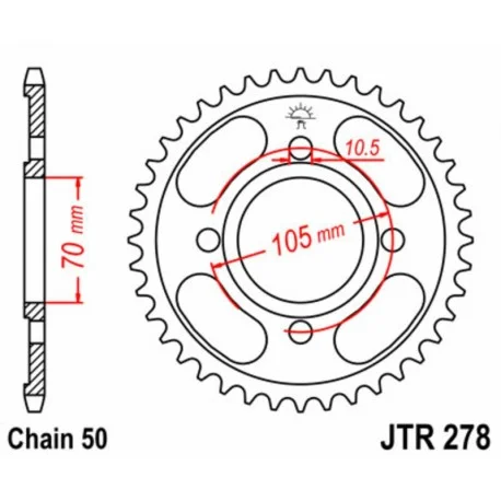 Couronne JT SPROCKETS acier standard 278 – 530