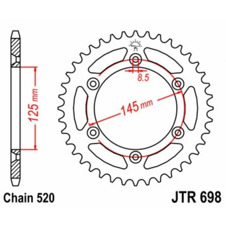 Couronne JT SPROCKETS acier standard 698 – 520