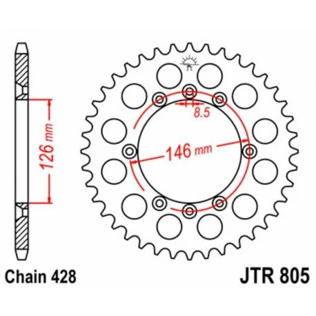 Couronne JT SPROCKETS acier standard 805 – 428