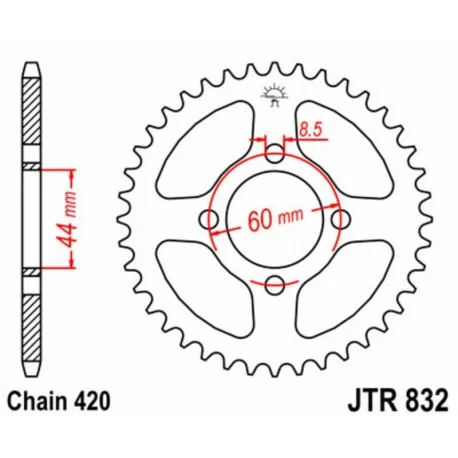Couronne JT SPROCKETS acier standard 832 – 420