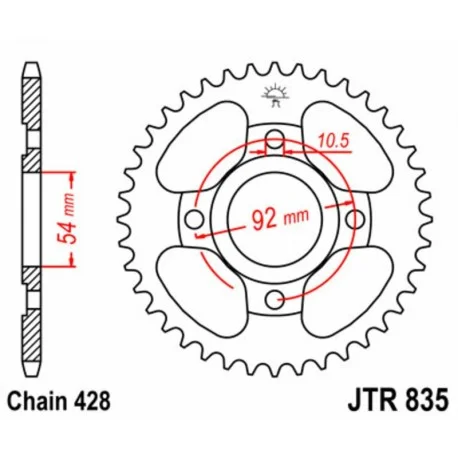 Couronne JT SPROCKETS acier standard 835 – 428