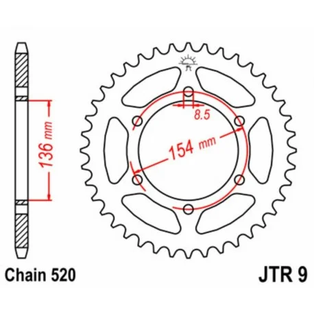 Couronne JT SPROCKETS acier standard 9 – 520