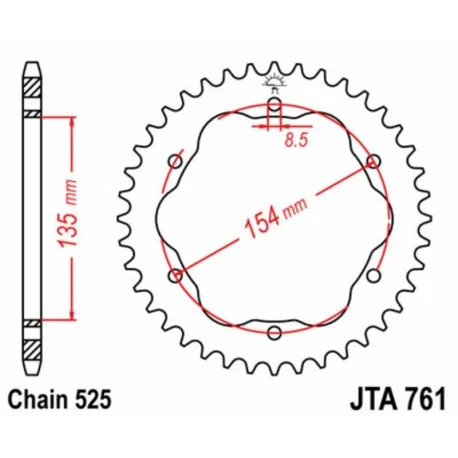 Couronne JT SPROCKETS aluminium 761 – 525