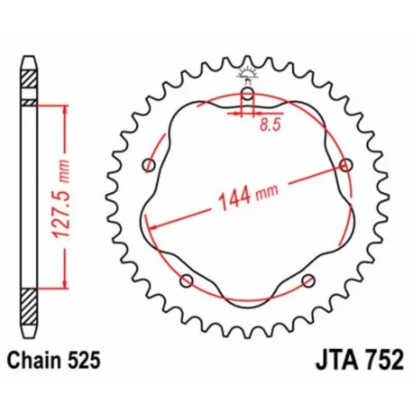 Couronne JT SPROCKETS aluminium Ultra-Light 752 – 525