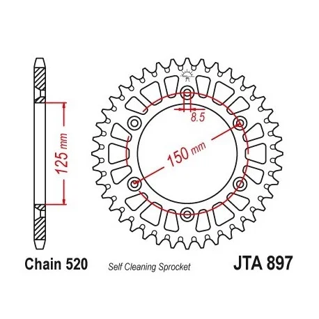 Couronne JT SPROCKETS Aluminium Ultra-light anti-boue 897-520