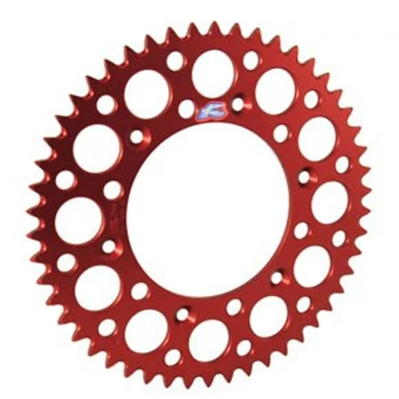 Couronne Renthal Ultra light Anodise rouge Anti boue 52 dents Ref : 491304 / 1075621003