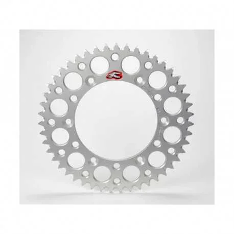 Couronne RENTHAL Ultralight 46 dents alu anti-boue pas 428 type 441U anodise argent KTM SX-85 petites roues 2004-18