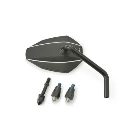 DAYTONA TYPE 7-K RIGHT ROD MIRROR, BLACK ALUMINUM, sold individually, EEC approved