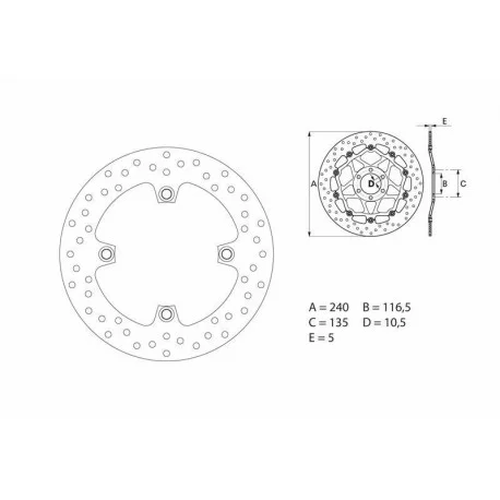 Disque de frein arriere BREMBO Oro 68B40783