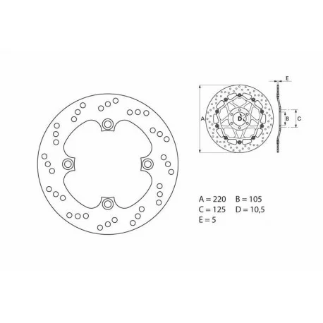 Disque de frein BREMBO ORO 68B40749 ROND FIXE