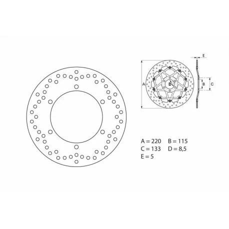 Disque de frein BREMBO ORO 68B40755 ROND FIXE