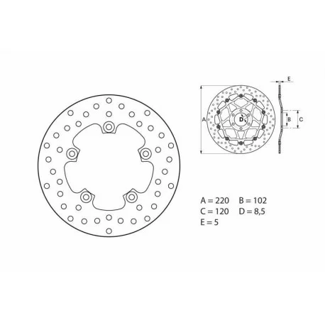 Disque de frein BREMBO ORO 68B407G6 ROND FIXE