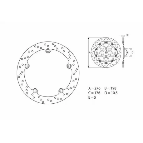 Disque de frein BREMBO ORO 78B407C8 ROND FIXE