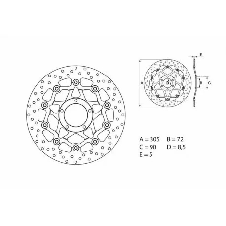 Disque de frein BREMBO ORO 78B40845 ROND FLOTTANT