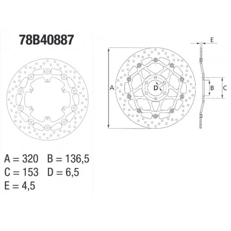 Disque de frein BREMBO Serie Oro Flottant 78B40887