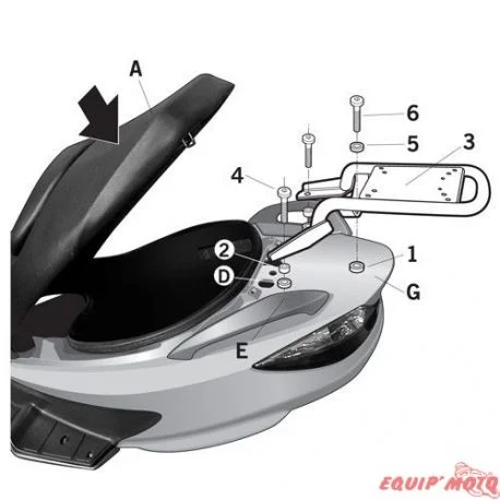 Fixation Top case KYMCO B&W 50-125-150-250 02/10