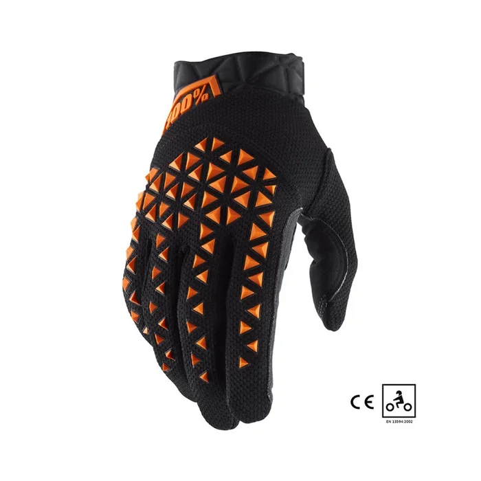 Gants Cross 100% AIRMATIC CE Noir/Orange Fluo