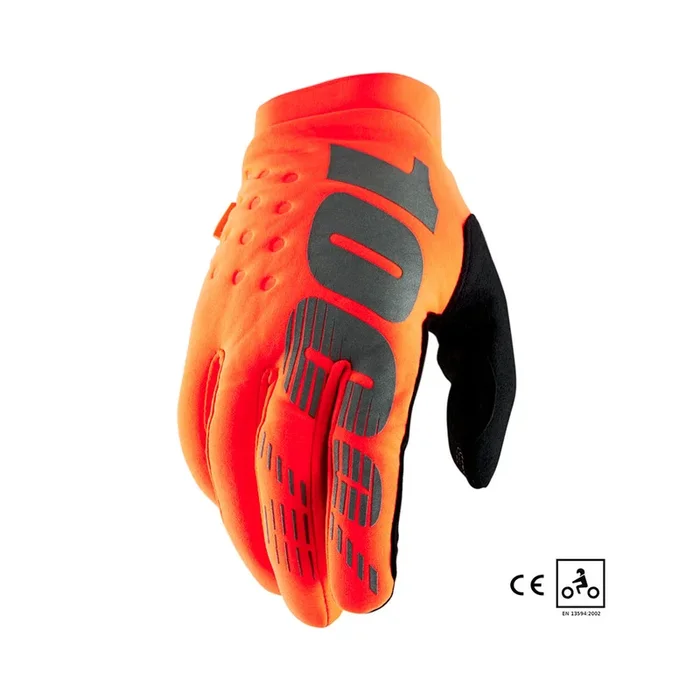 Gants Cross 100% BRISKER CE Orange Fluo