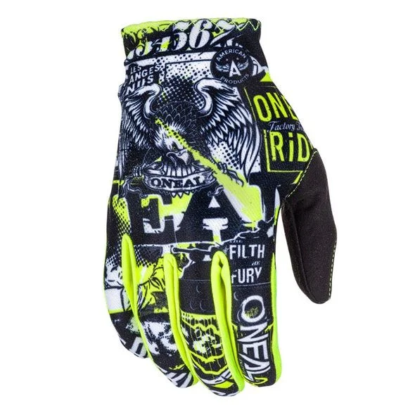 Gants cross O&rsquo;Neal MATRIX YOUTH- ATTACK – BLACK NEON YELLOW – Noir / Jaune Ref : OL1428