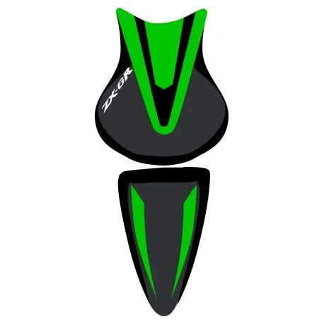 housse de selle bagster KAWASAKI ZX6R 2008 VERT/NOIR/LETTRES BLANCHES
