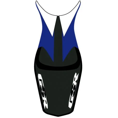 housse de selle bagster SUZUKI GSR600 2010 BLEU/BLANC/LETTRES BLANCHES ET BLEUES