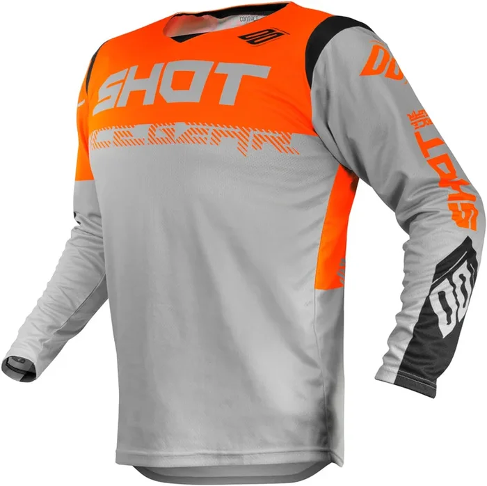 MAILLOT CONTACT TRUST GRIS CLAIR/ORANGE FLUO