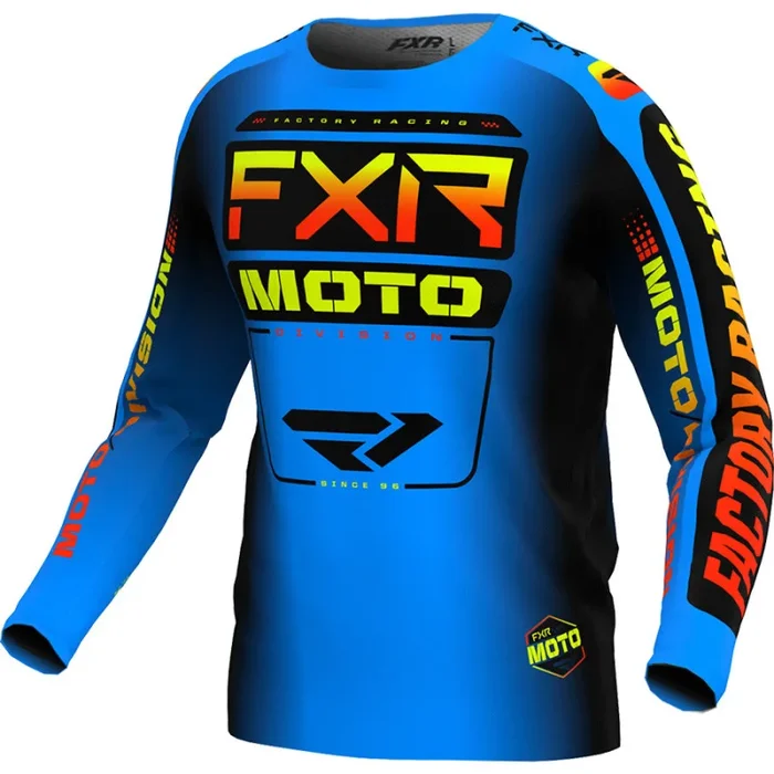 Maillot Cross FXR CLUTCH 2024 Bleu Jaune Fluo Rouge