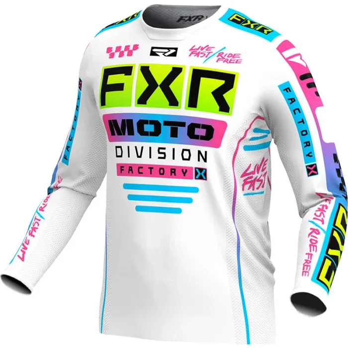 Maillot Cross FXR PODIUM GLADIATOR 2024 Blanc Bleu Rose