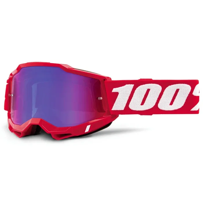 Masque Cross Enfant ACCURI 2 Rouge Fluo – Ecran Mirror Rouge/Bleu