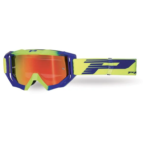 Masque cross Progrip VENOM MIRROR TWO 3200 – JAUNE FLUO BLEU E 2022 – Jaune / Bleu Ref : PRG0213 / 3200FLJFBE