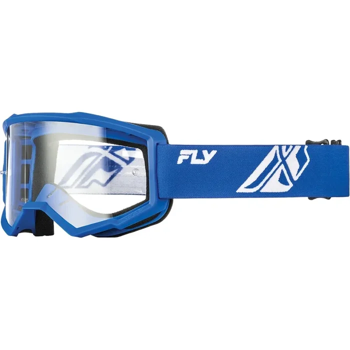 Masque FLY RACING Focus bleu/blanc- écran clair