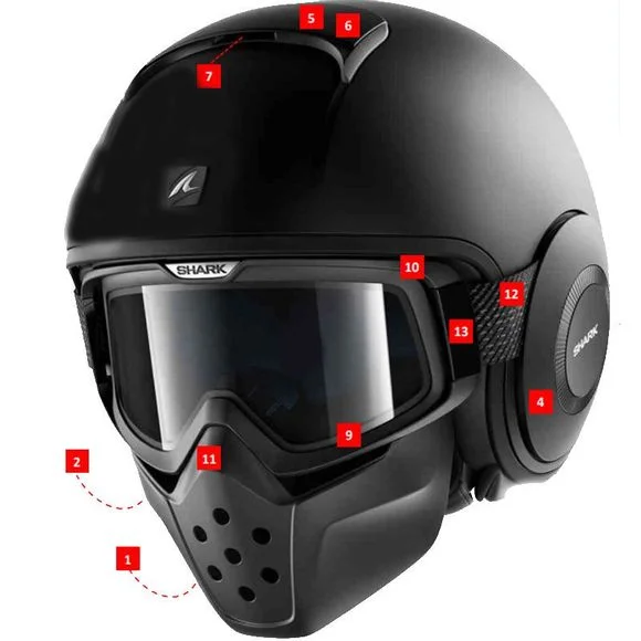 Mousses de joues Shark EBONY – STREET DRAK / VANCORE / DRAK – Noir Ref : SH1283