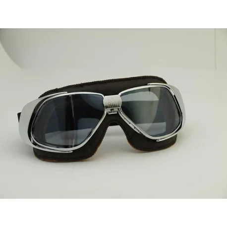 NANNINI BIKER CHROME GLASSES – BROWN GRAY ANTI-FOG SCREEN
